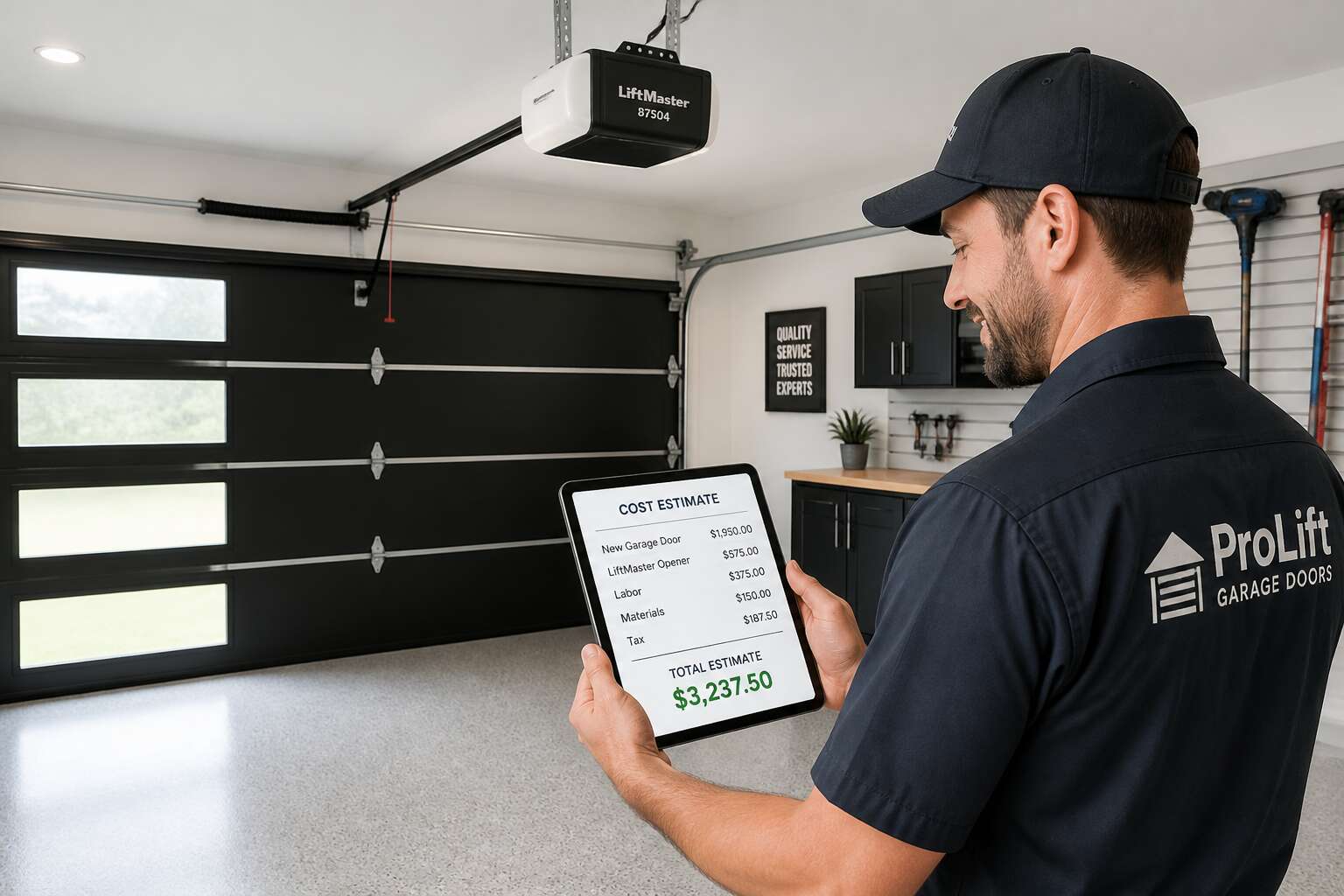 garage door motor and installation cost